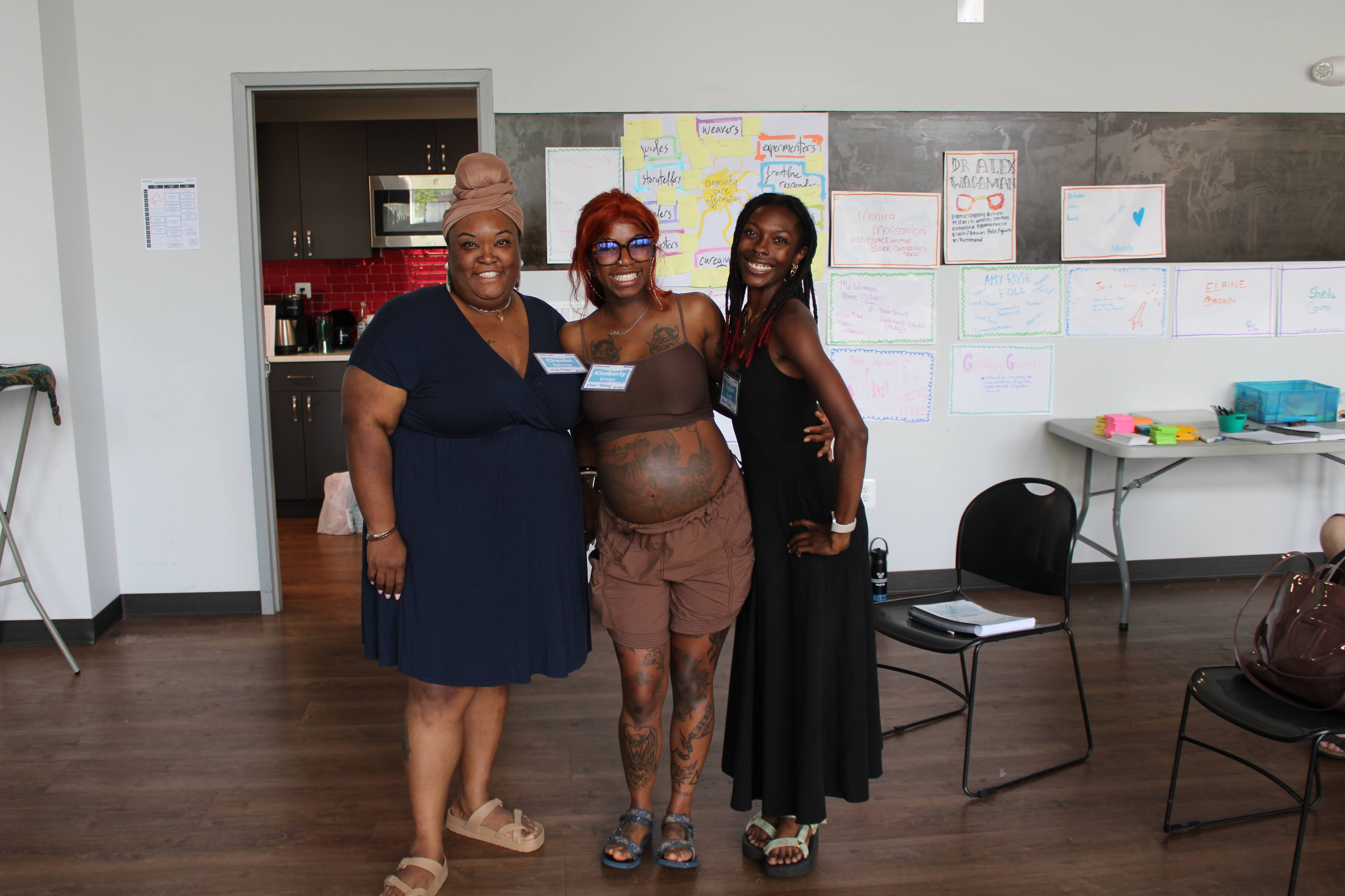 Chantel with community members during a maternal health training